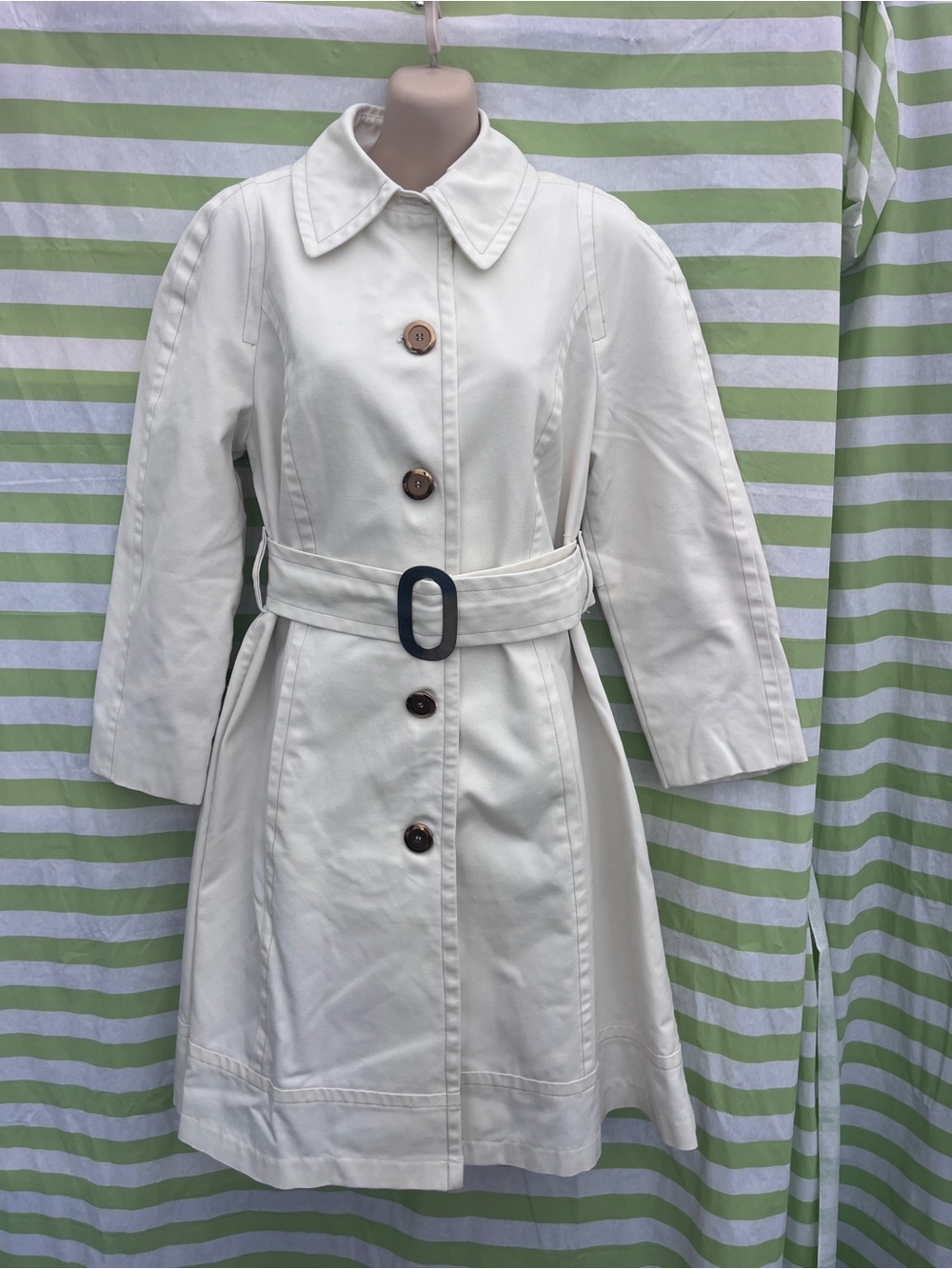 Vintage London Fog "Maincoats" Off-White Trench Coat – Size 12 Petite